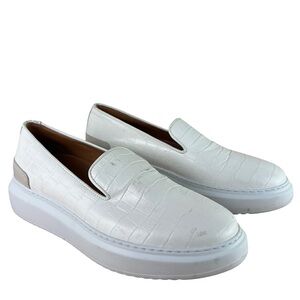 AQUATALIA WHITE CROC-EMBOSSED LEATHER PLATFORM SNEAKERS